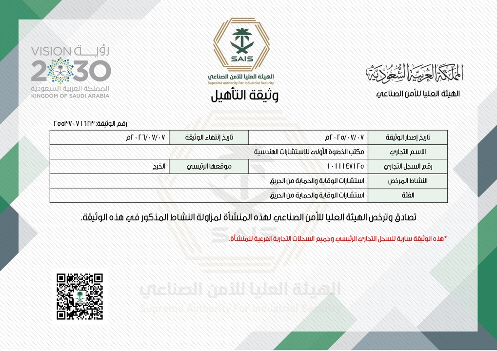 تأهيل مشاريع الامن الصناعي